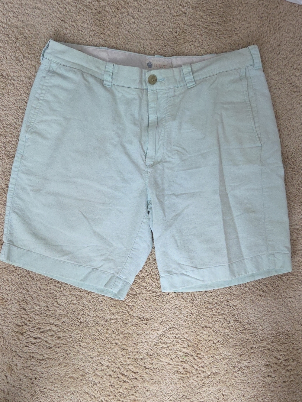 J. Crew Light Mint Flat-Front Chino Shorts